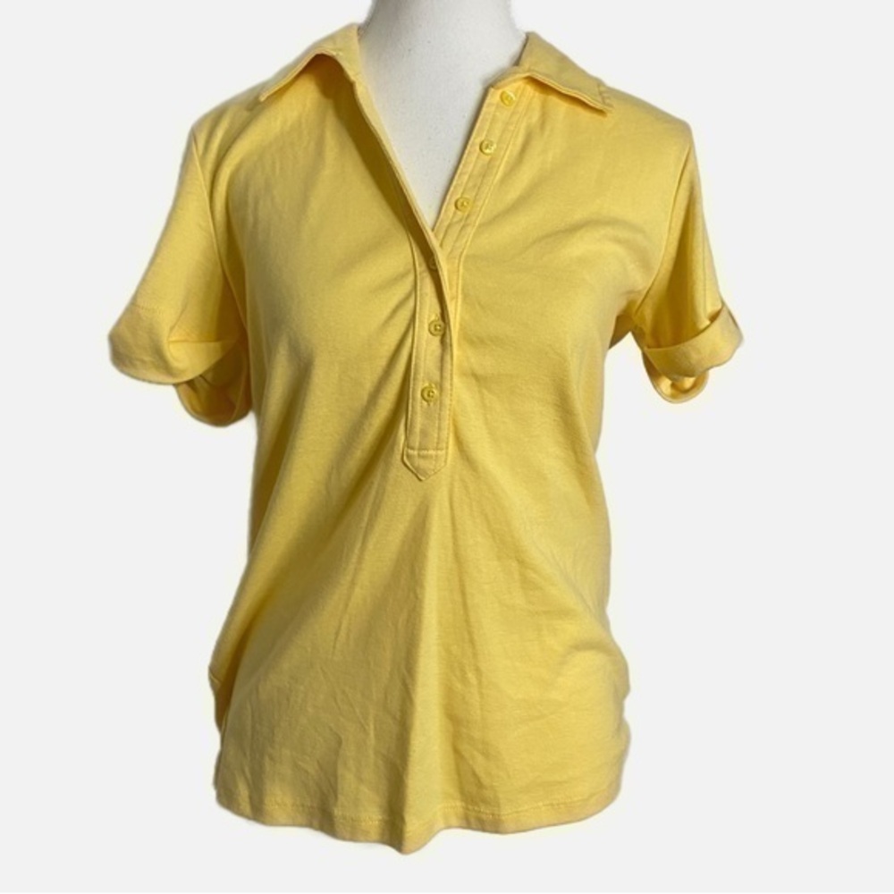 Rebecca Malone Yellow Cotton/Polyester Blend Polo Short Sleeve Shirt